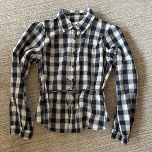 THE GREAT “The Stream” button up Navy/White plaid shirt 💙